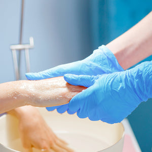 Schneider Disposable Vinyl Synthetic Exam Gloves 10x100 Case Pack - VSFB30 Blue - 4Mil - SchneiderDirect.com