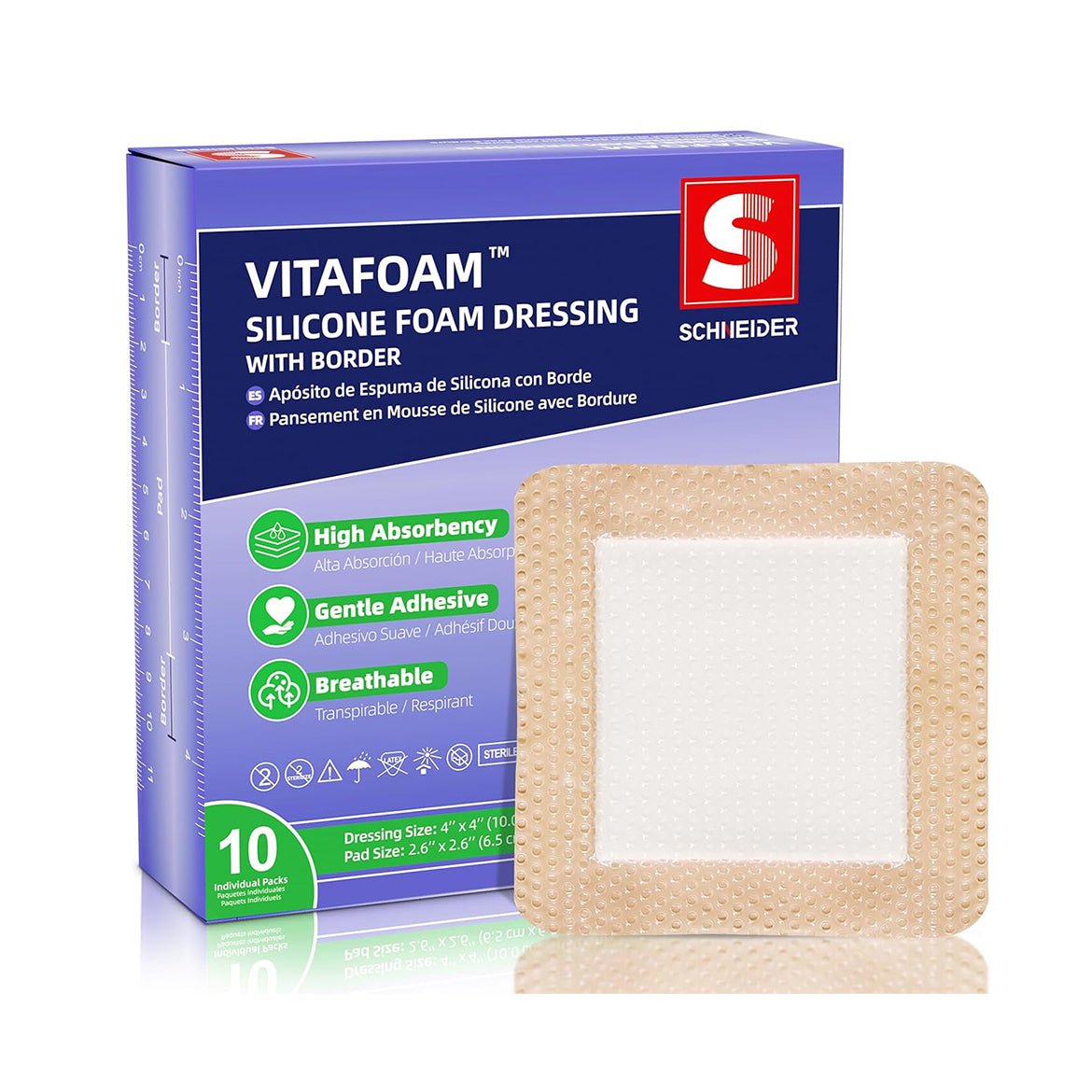 Silicone Foam Dressing 4x4 Gentle Adhesion
