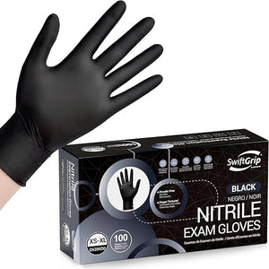 SwiftGrip Disposable Light-Duty Nitrile Gloves 10x100 Case Pack - Black (EN35K) 3Mil