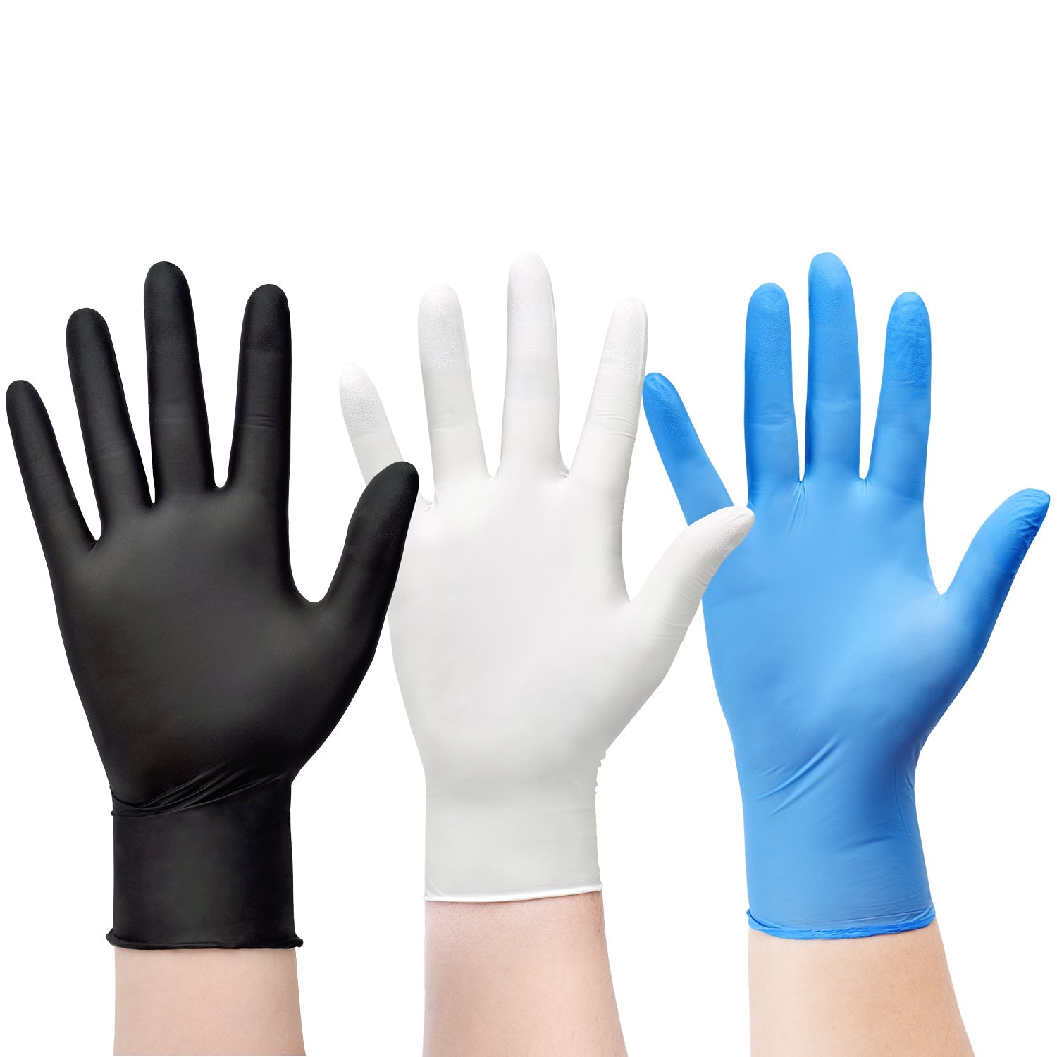 SwiftGrip Everyday Home Essentials Set Nitrile Disposable Gloves Black, White & Blue glove pic