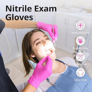 Nitrile Gloves Latex-Free 20x50 Case Pack 4Mil Disposable Gloves Fuchsia, SwiftGrip (EN35F)