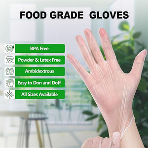 Vinyl Gloves Latex-Free 10x100 Case Pack 4Mil Disposable Gloves Clear, Swiftlite (FV40C)