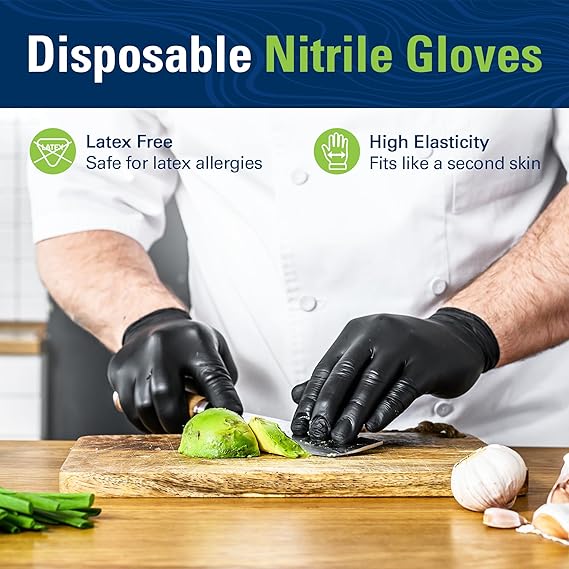 SwiftLite Nitrile Gloves Latex-Free 2.5Mil Disposable Gloves Black - (FN28K)