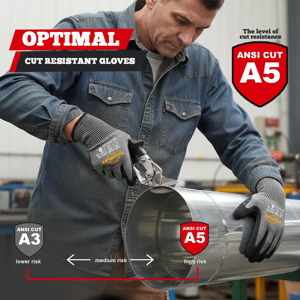 TitanFlex Cut Resistant Gloves, ANSI A5, with Sandy Nitrile Grip, Black - (CN34-330-KK)