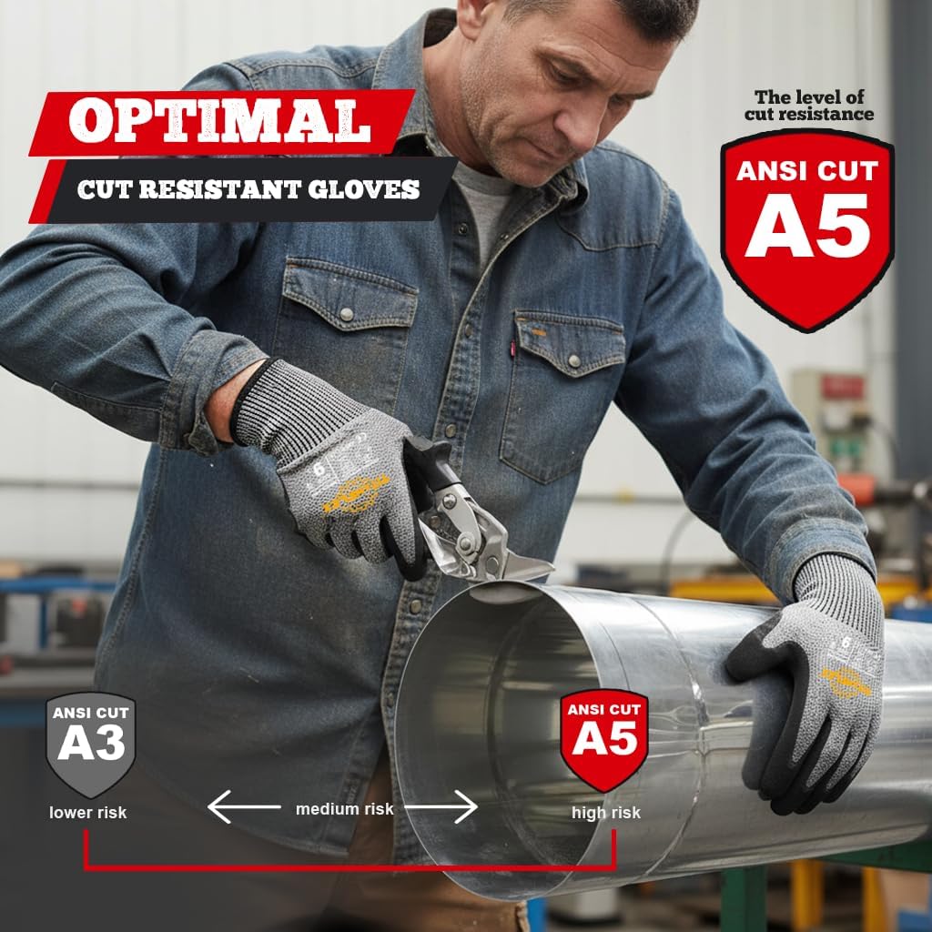 TitanFlex Cut Resistant Gloves, ANSI A5, with Sandy Nitrile Grip, Grey - (CN34-330-SK)