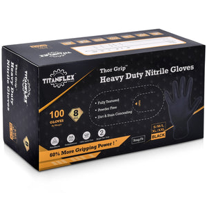 TitanFlex HD45K Series Black Heavy Duty Nitrile Gloves, with Raised Diamond Texture, 100ct Box
