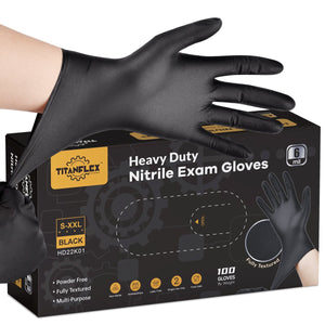 TitanFlex Nitrile Gloves Latex-Free 6mil Disposable Gloves Black HD22K 100 Count Large