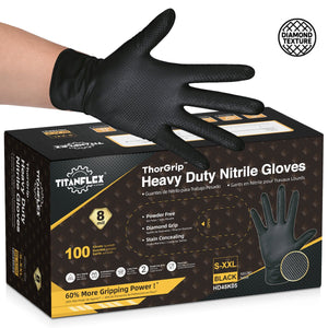 TitanFlex Nitrile Gloves, Latex-Free, 8Mil, Disposable Gloves, Black, HD45K, 100 Count, Large
