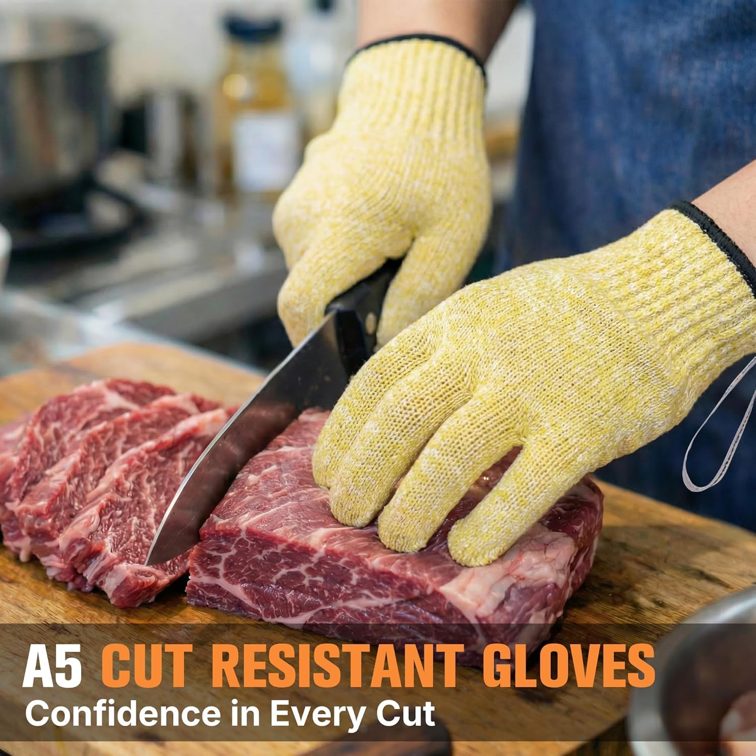 Safe & Savvy Cut Resistant Gloves, Level 5, Machine Washable, 1 Pair, Beige - (C310-E)