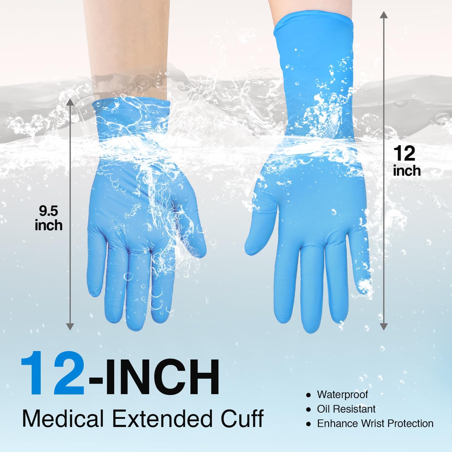 Schneider Nitrile Exam Gloves Extended 12 Inches Cuff Blue - (NXFT70) protection
