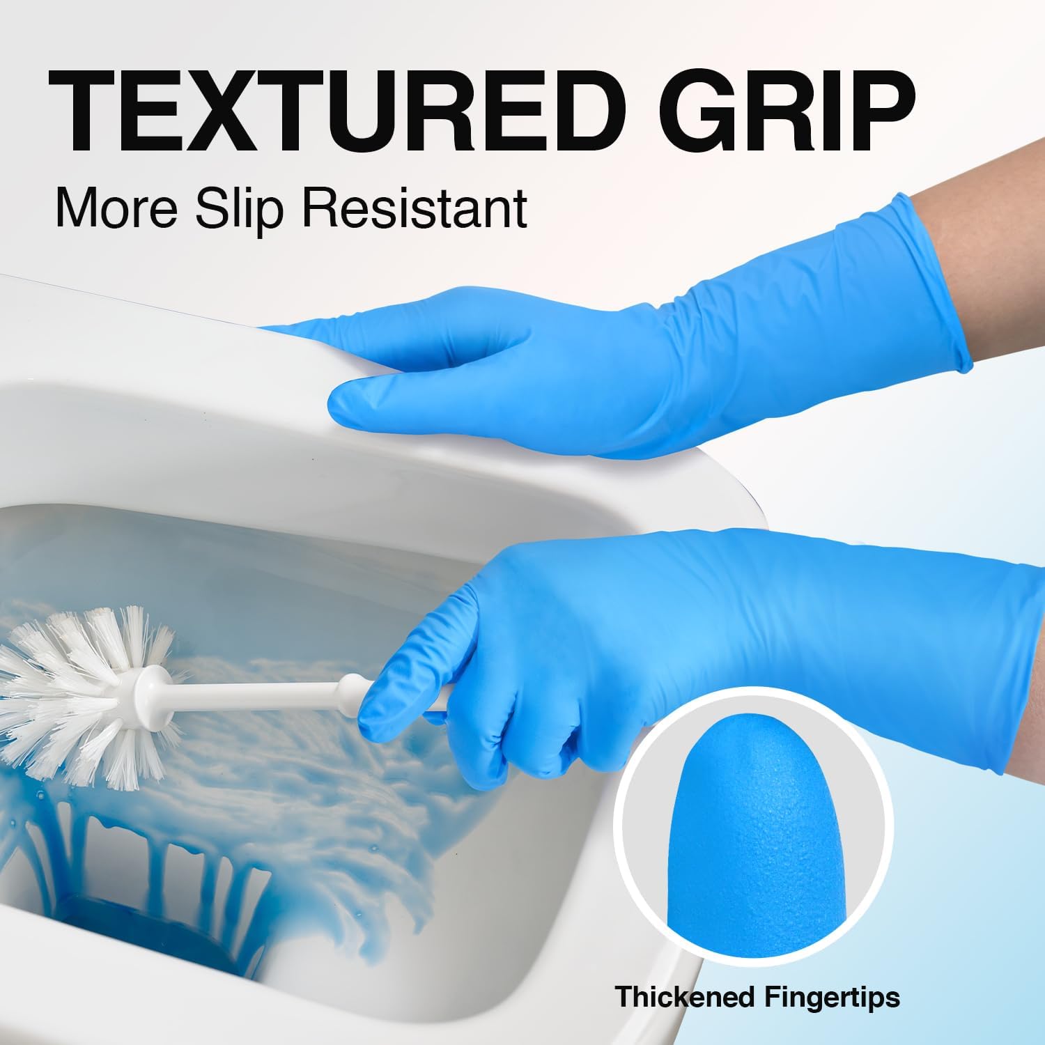 Schneider Nitrile Exam Gloves Extended 12 Inches Cuff Blue - (NXFT70) grip