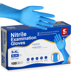Schneider Nitrile Exam Gloves, Extended 12 Inches Cuff, Latex-Free, Disposable Gloves, Blue, NXFT70 100 Count, Large