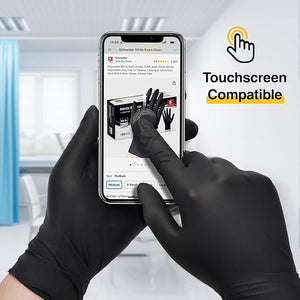 Schneider Nitrile Disposable Gloves Black - (NBFK61) - phone