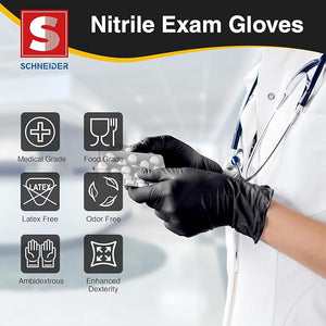 Schneider Nitrile Disposable Gloves Black - (NBFK61) clinics