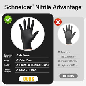 Schneider Nitrile Disposable Gloves Black - (NBFK61) safety