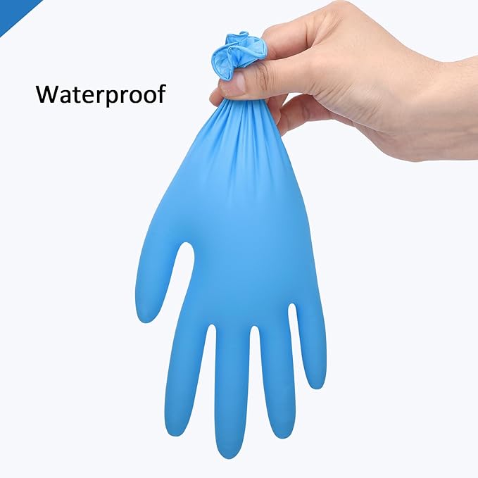 Guantes de nitrilo Schneider desechables de 4 milésimas de pulgada sin látex, azules (NBFT70) 