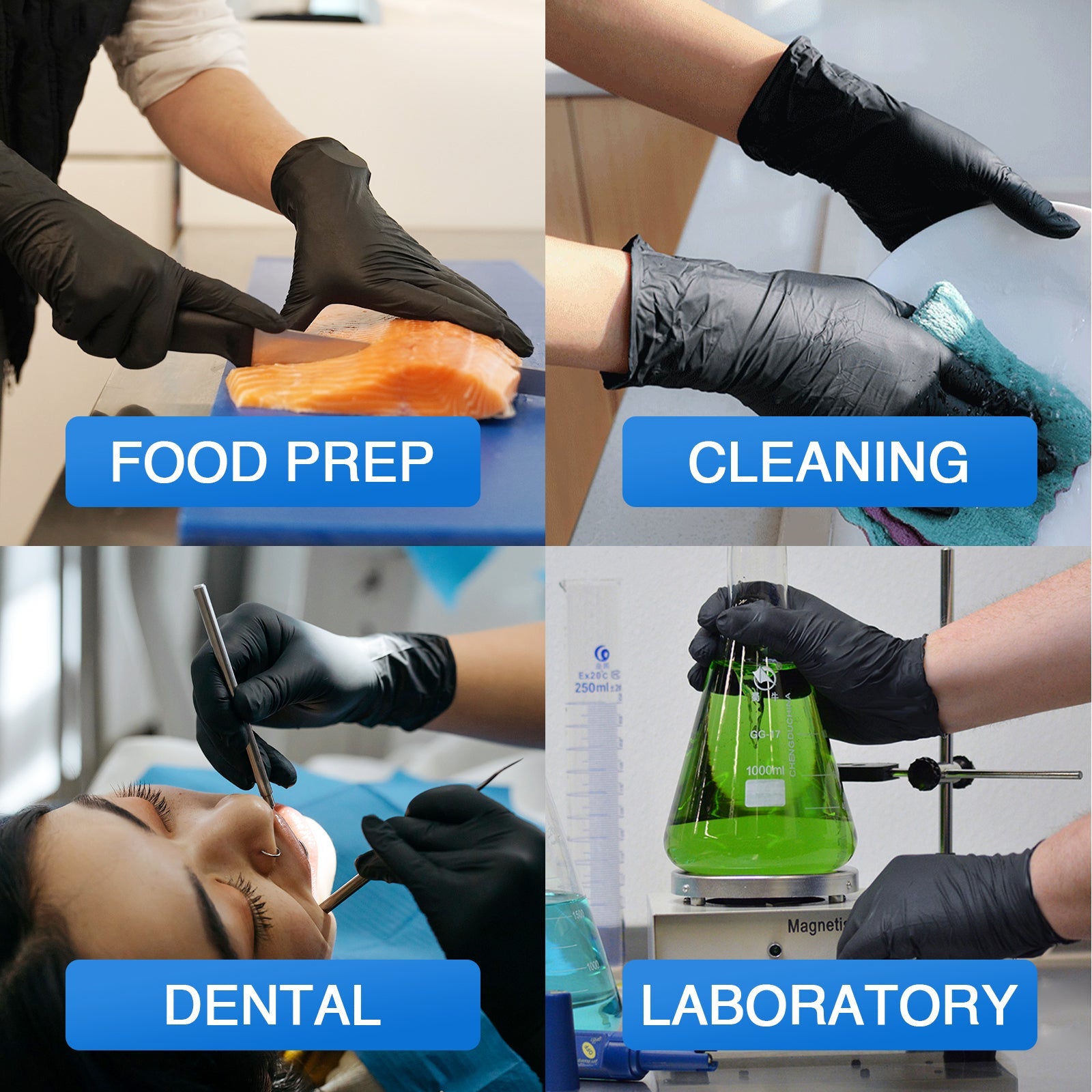 Schneider Disposable Vinyl Synthetic Exam Gloves, Black, VSFK31 Series (4 mil), 50ct Box image 6