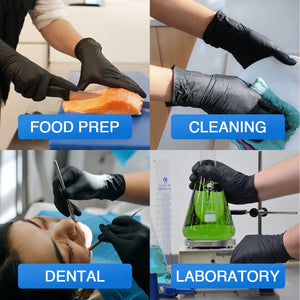 Schneider Disposable Vinyl Synthetic Exam Gloves, Black, VSFK31 Series (4 mil), 50ct Box image 6