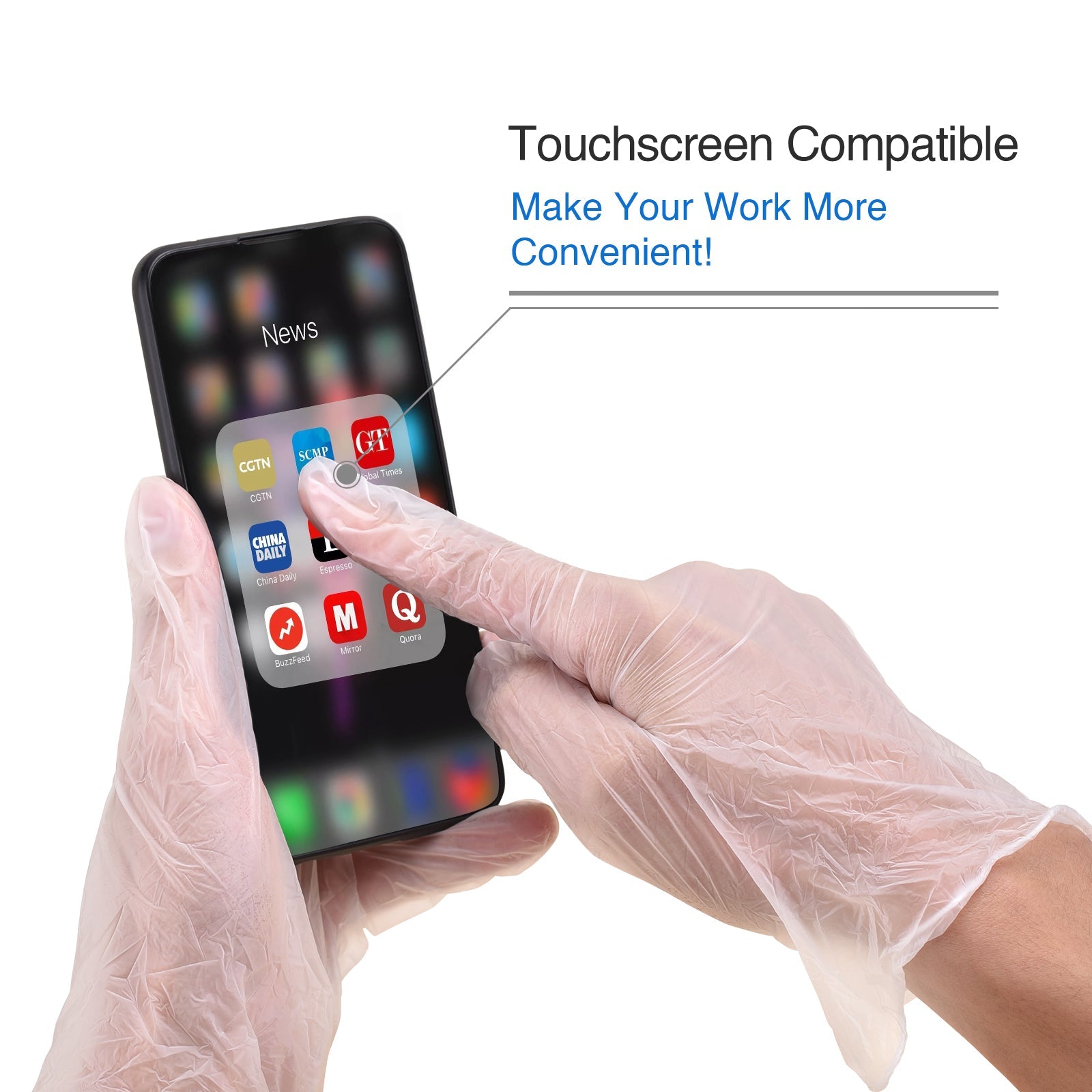 Schneider Disposable Vinyl Exam Gloves, Clear, VMFC20 Series (4 mil), 50ct Box image 5