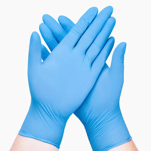 Pair of blue gloves on a white background
