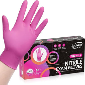 Nitrile Gloves Latex-Free 20x50 Case Pack 4Mil Disposable Gloves Fuchsia, SwiftGrip (EN35F)