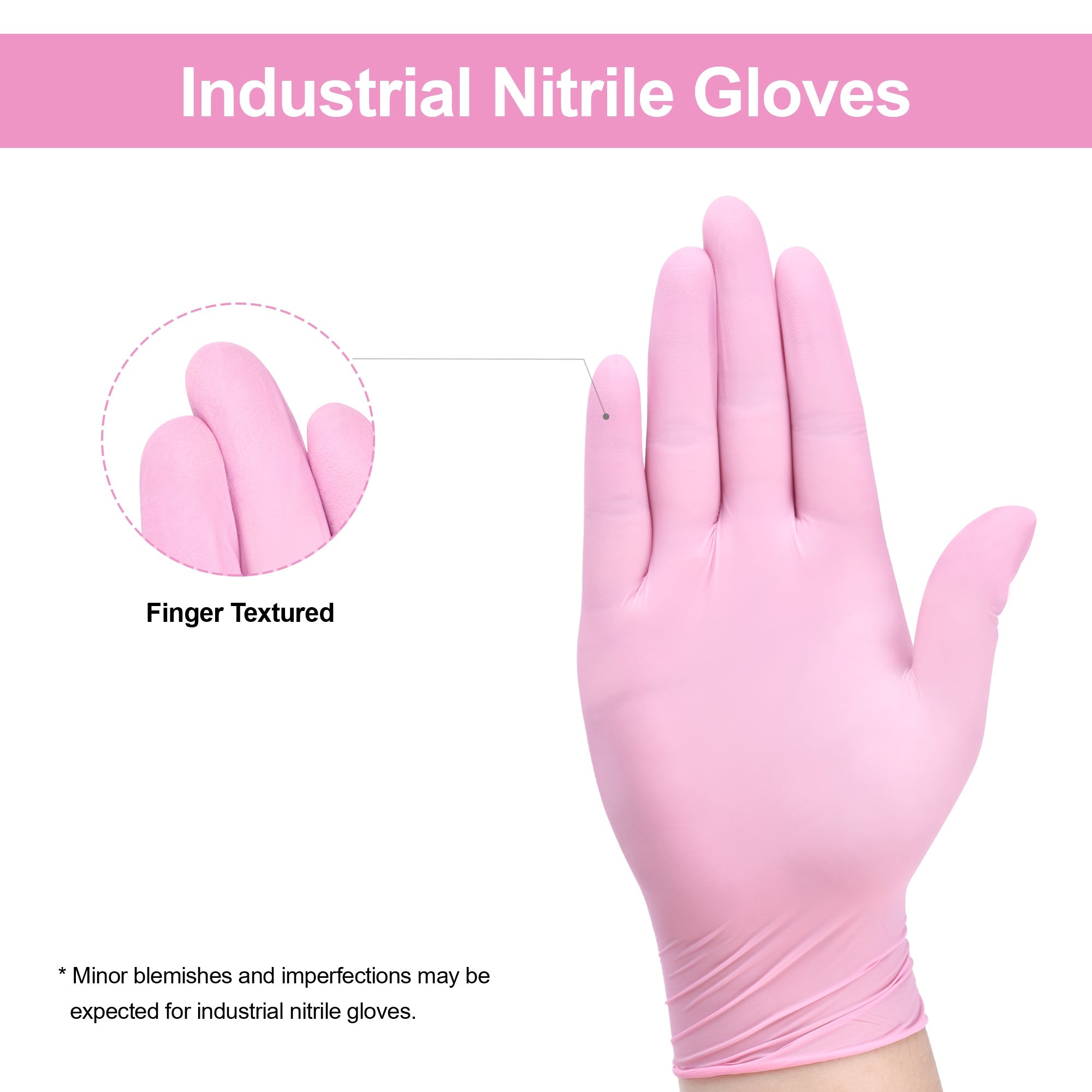 SwiftGrip Disposable Light-Duty Nitrile Gloves, Cherry Blossom, EN35P Series (3 mil), Non-Medical, 50ct Box image 9