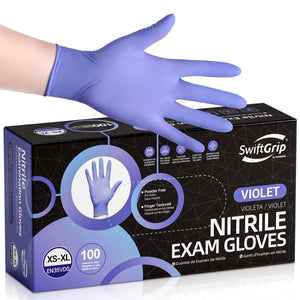 SwiftGrip Nitrile Gloves Latex-Free, 4Mil, Disposable Gloves, Violet, EN35V, 100 Count