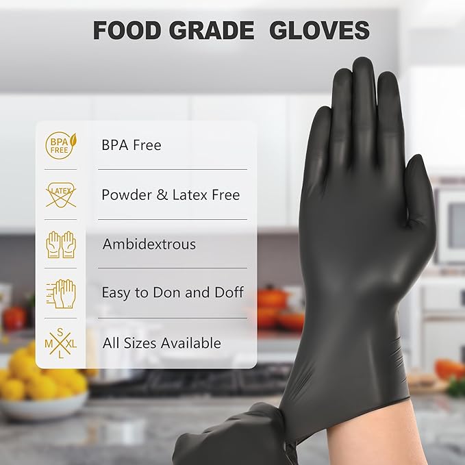 SwiftLite Vinyl 3Mil Disposable Gloves Black - (FV40KD)