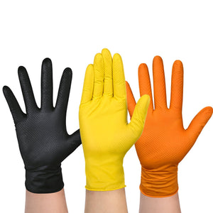 Titanflex heavy-duty gloves in black, yellow, and orange on a white background