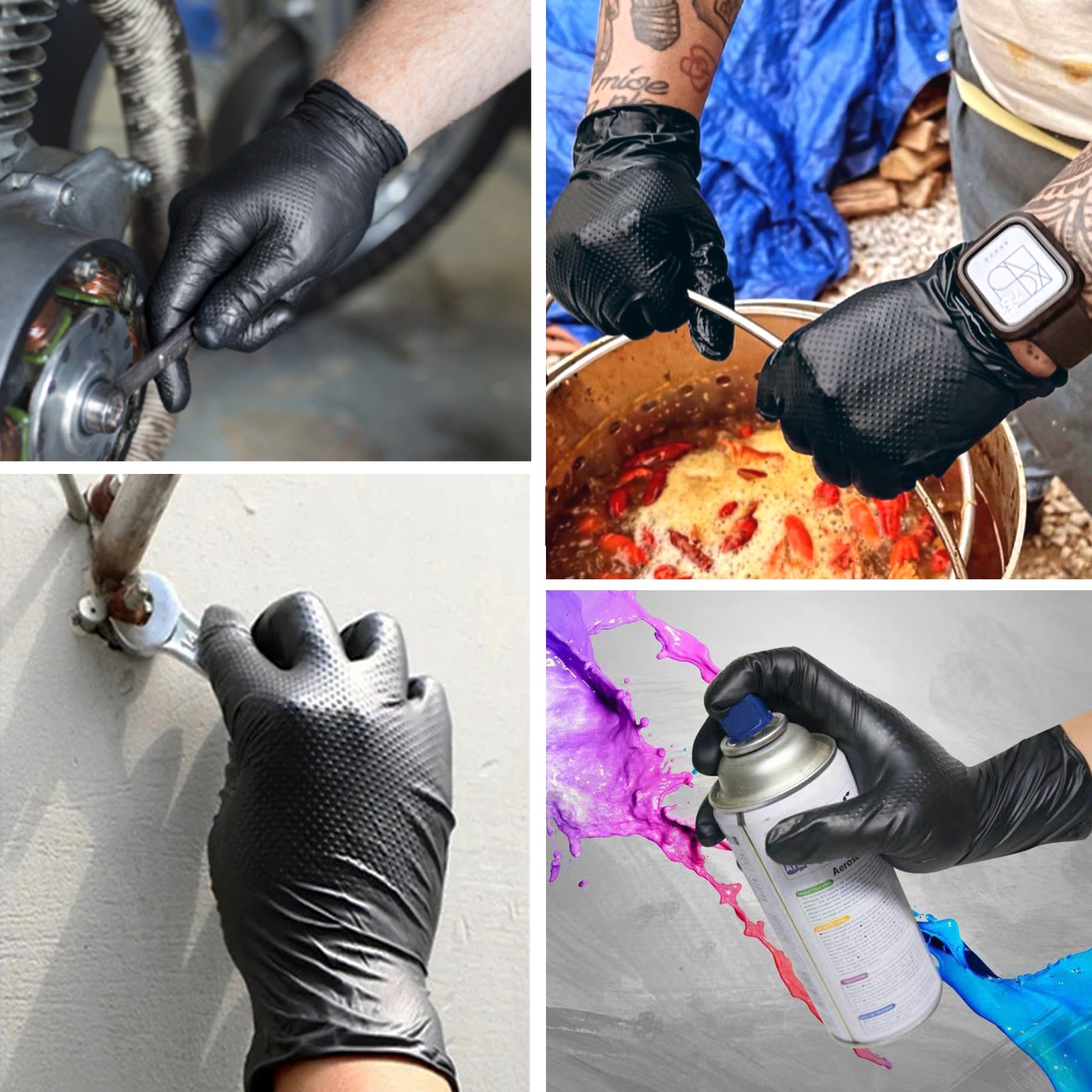 TitanFlex HD45K Heavy-Duty Black Nitrile Gloves - Multiple purposes such as auto repair, plumbing, chemicals, and painting