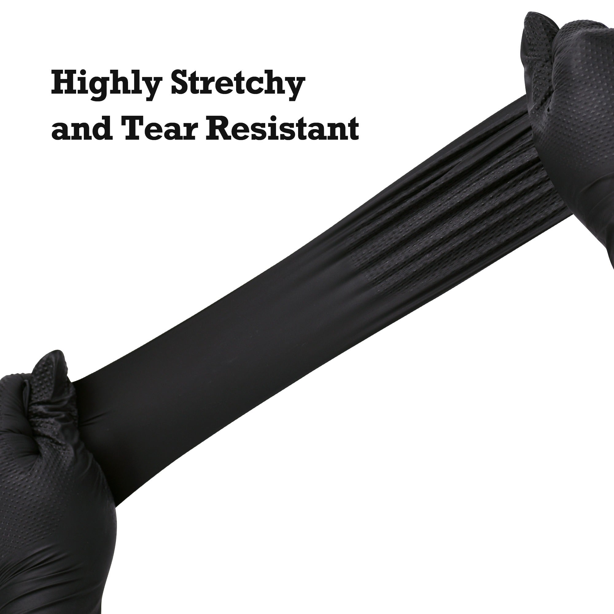 TitanFlex HD45K Heavy-Duty Black Nitrile Gloves - Highly stretchy and tear resistant