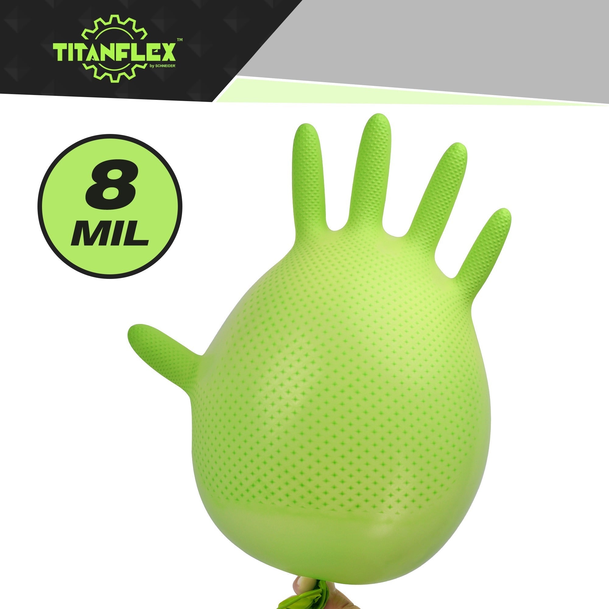 TitanFlex HD45G Heavy Duty Green Industrial Nitrile Gloves - 8-mil thick