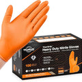 TitanFlex Disposable Heavy-Duty Industrial Nitrile Gloves Case Pack – Orange, 6 Mil, HD25A Series, (10) x 100 Count Boxes (1000 Count)