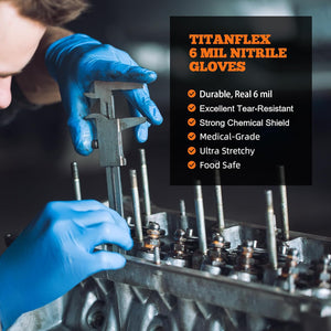 TitanFlex Disposable Heavy-Duty Nitrile Exam Gloves 10x100 Case Pack - Blue HD20B - 6Mil 