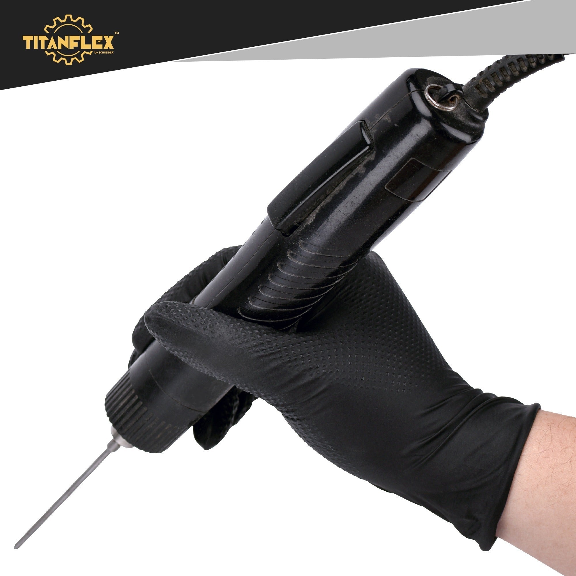 TitanFlex Disposable Heavy-Duty Industrial Nitrile Gloves, Black, HD45K Series (8 mil), 100ct Box image 9
