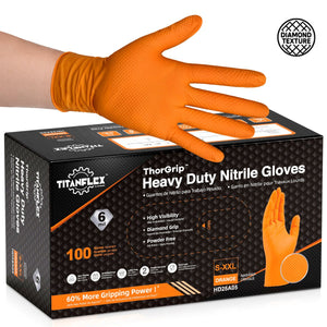 TitanFlex Nitrile Gloves, Latex-Free, 6Mil, Disposable Gloves, Orange, HD25A, 100 Count, Large